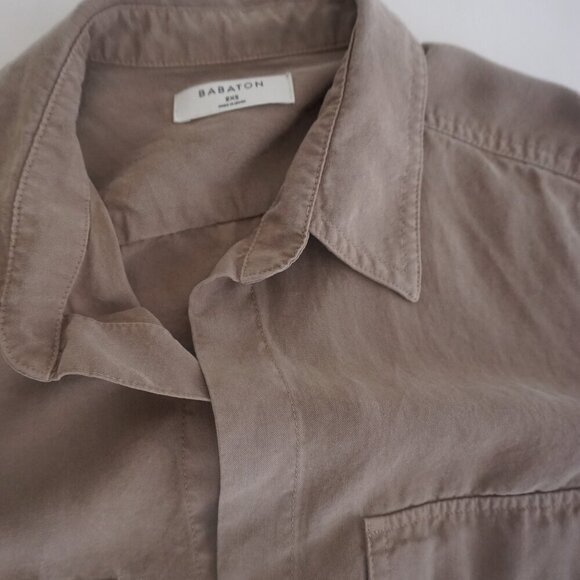 Aritzia Babaton Taupe Utility Pocket Button Down Dress Shirt 2XS - Picture 10 of 11